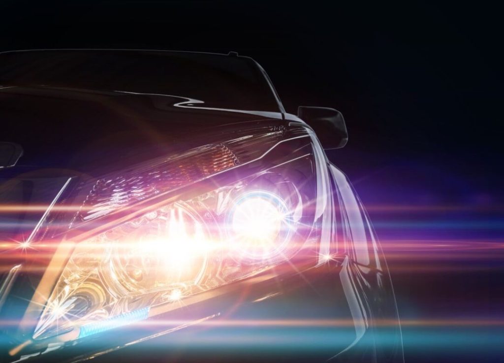 headlight beams front and center