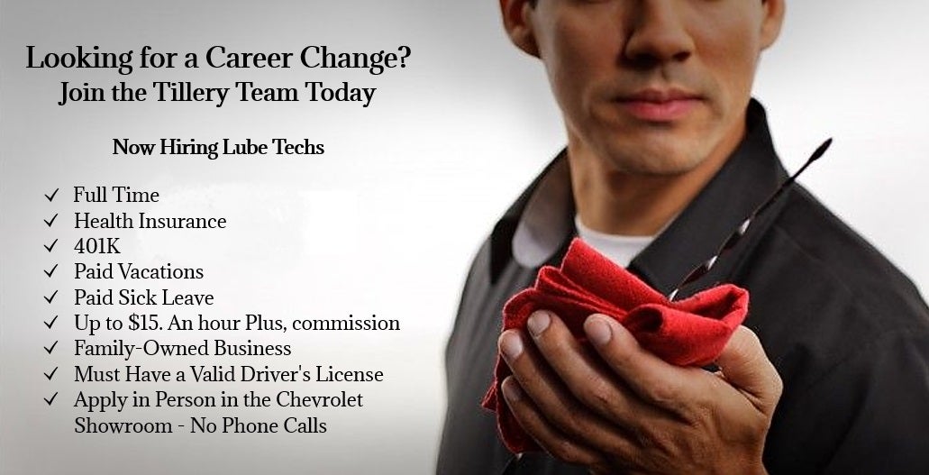 Now Hiring Lube Techs